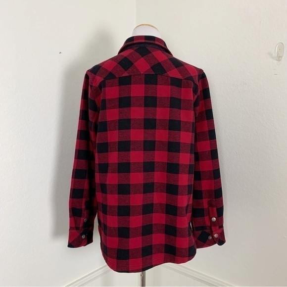 Orvis Buffalo Check Fleece Lined Shacket Shirt Size Large Lined Pockets - Picture 17 of 17